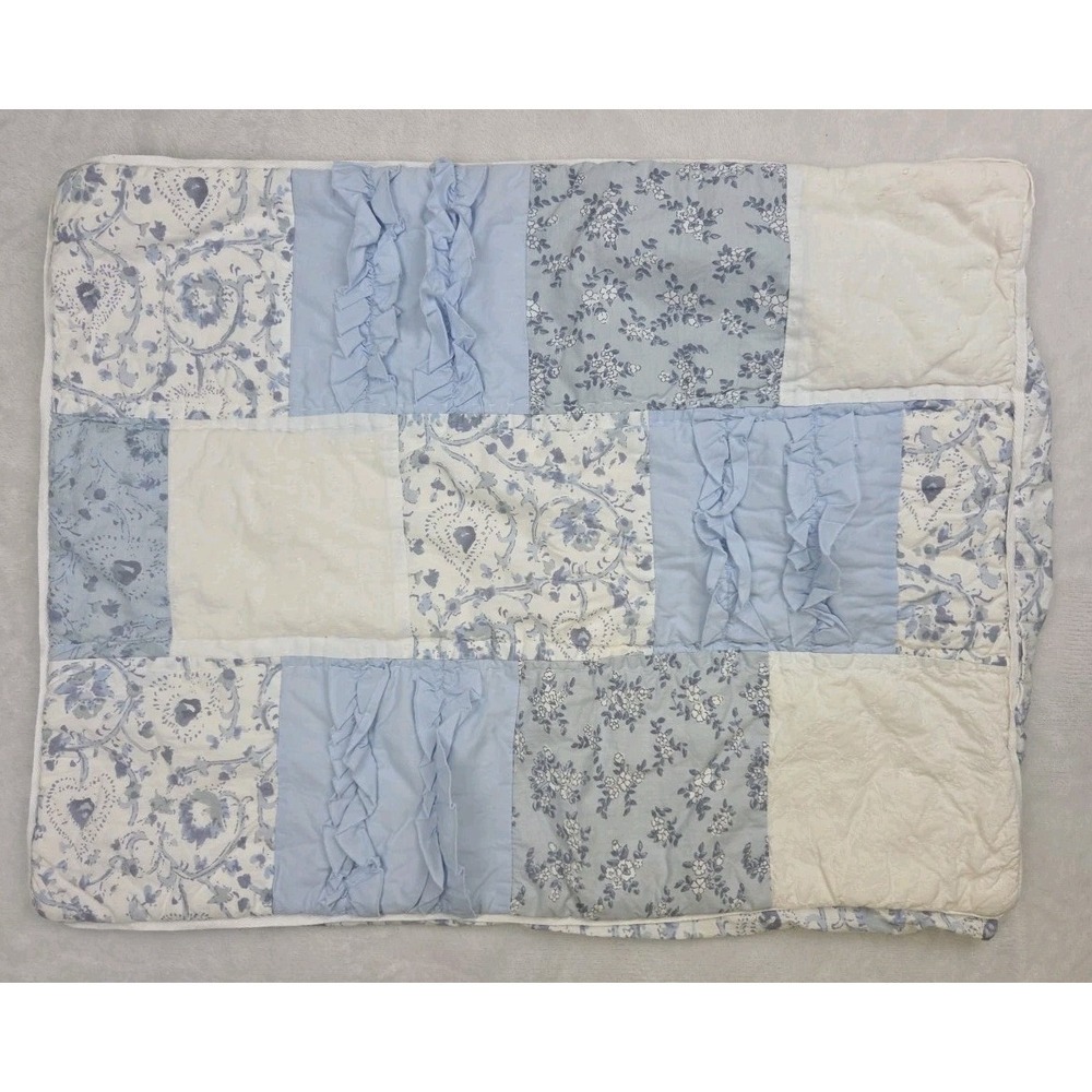 2 Simply Shabby Chic Indigo Bohemian Pillow Shams Patchwork Quilted Standard Set